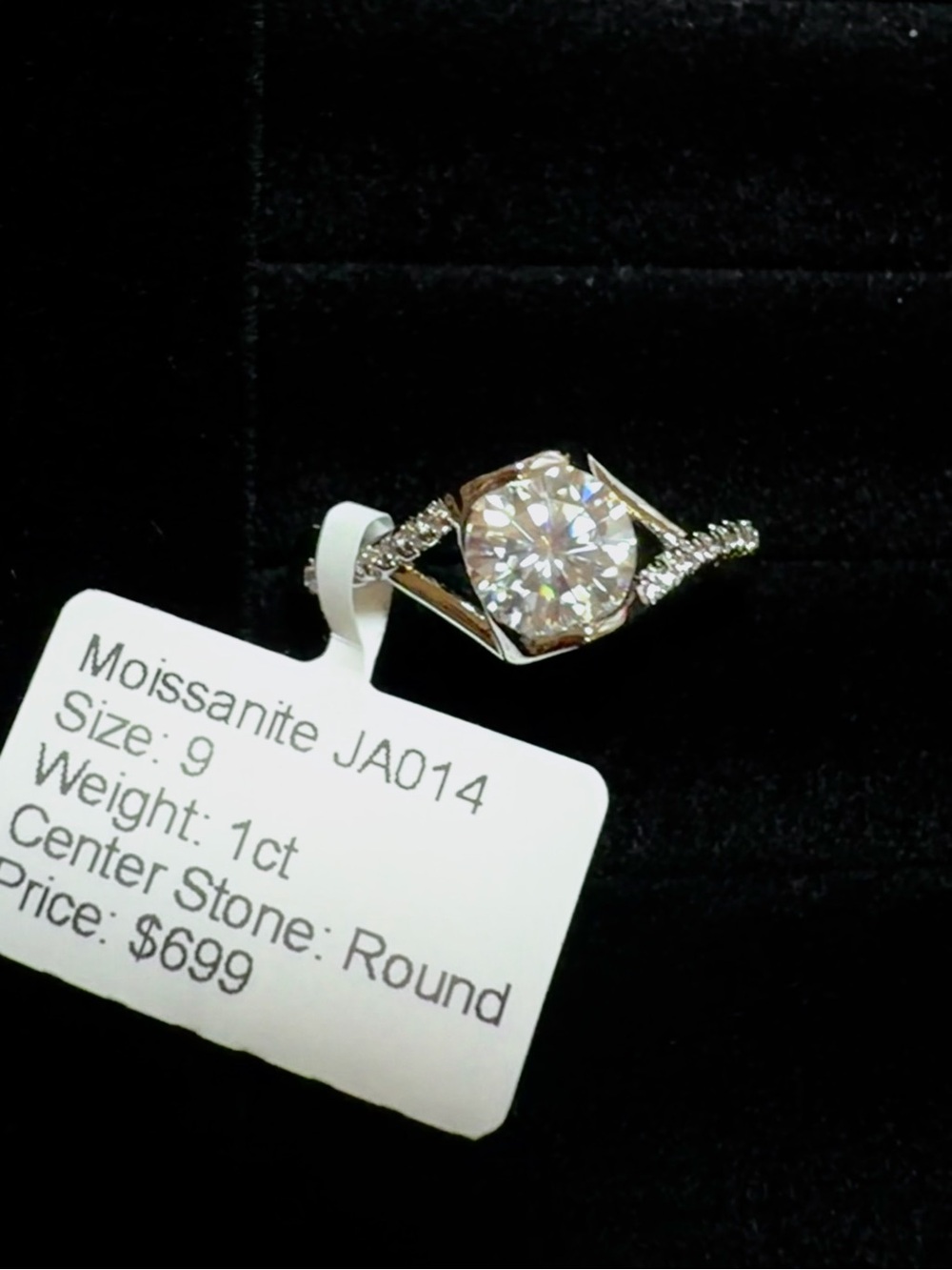 Brilliant Round Moissanite Solitaire Ring in Silver - Size 9